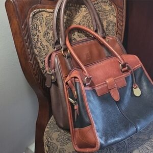 ×2 SET Leather Handbags Both Outer Pockets Slip Zip Other